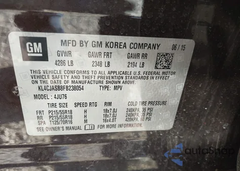 2015 Buick Encore from USA, damaged, VIN KL4CJASB8FB238054